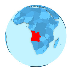 Obraz premium Angola on globe isolated