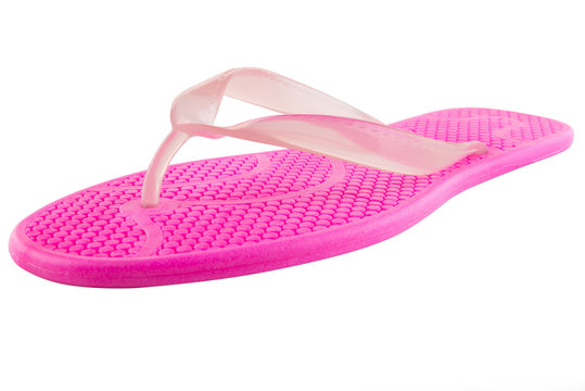 Pink Rubber flip-flops isolated