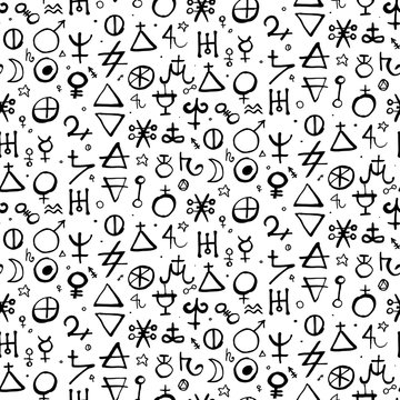 pattern with alchemy symbols
