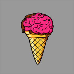 Icecream Cone Brain With Chocolate