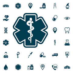 life star snake icon, medical set on white background. Health Care Vector illustration