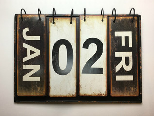 January 2 Friday on vintage calendar