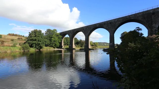 North Water viaduct reflected in River North Esk Angus Scotland