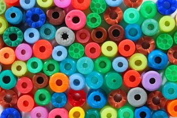 Fototapeta premium Abstract colorful background. Medley of many round soft gel and rubber beads.