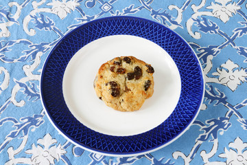 raisin scone on plate