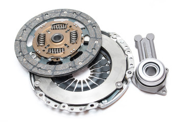 Brand new clutch kit on the white background