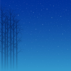 Vector Illustration Of Trees And Stars As Nature Background. Global Colors Used.