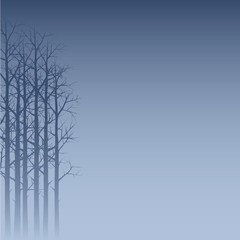 Vector Illustration Of A Hazy Forest Silhouette In Blue