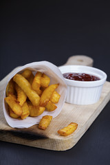 Crispy fried french fries with sauce