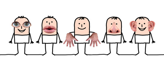 Obraz premium Cartoon characters and five senses