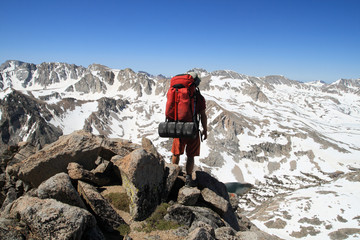 Fototapeta premium backpacker on mountain