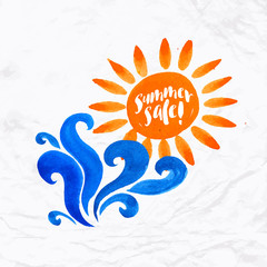 Sun wave ocean illlustration