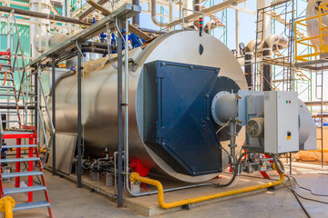 Gas boilers in gas boiler room for steam production