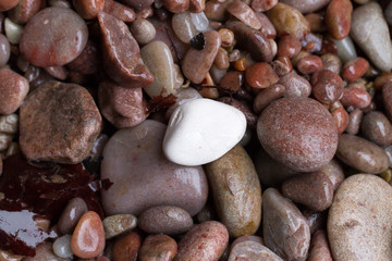 The odd one out - Pure white stone on a background of red and grey stones
