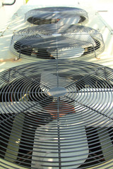 air conditioning system assembled on top of a building.