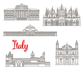 Italy architecture buildings vector icons