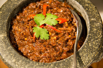  thai chilli paste in mortar stone