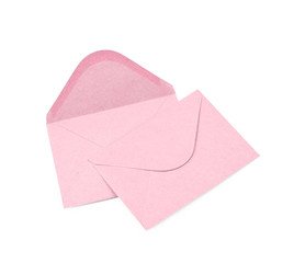 Pink paper envelope isolated