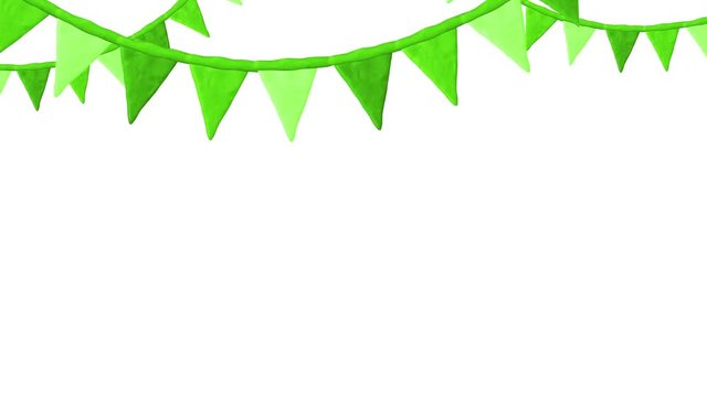 Garlands with flags. St. Patrick's day. Alpha matte. 4K