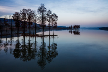 panoramic view of river in natural park of Xuyu,Jiangsu province,China.