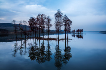 panoramic view of river in natural park of Xuyu,Jiangsu province,China.