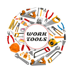 Repair construction work tools vector poster