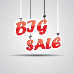 Big sale Sign Hanging On Gray Background.