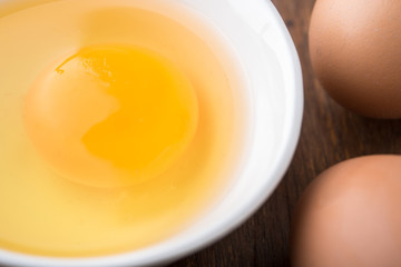 Eggs in a bowl, top view