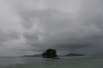 The sea near La Digue Island of the Seychelles