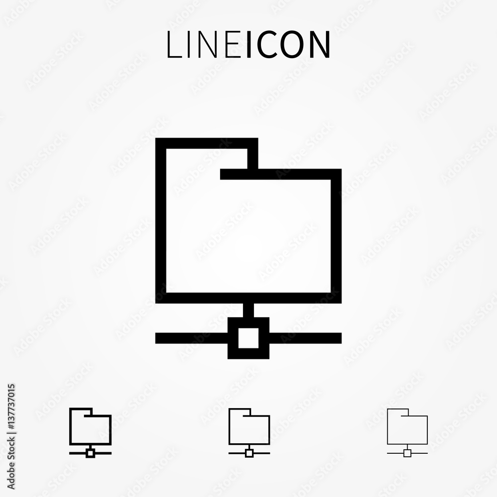 Poster remote folder vector icon. ftp protocol directory line art concept. remote storage to transfer (uplo