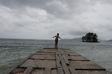 A local fisherman on the La Digue island of the Seychelles
