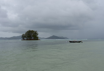 The sea near the La Digue island of the Seychelles