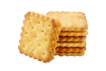 stacked of cheese cracker isolated on white background