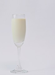 Glass of milk, white background