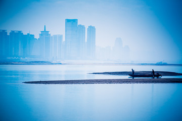 Fototapeta na wymiar urban skyline with cityscape in Nanchang,China.