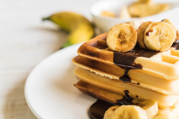 banana waffle with chocolate