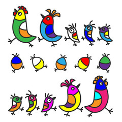 Set of bird's family