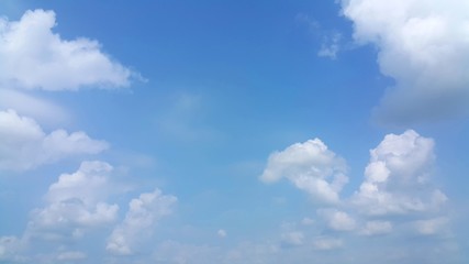 Fototapeta na wymiar Clear blue sky with soft white clouds