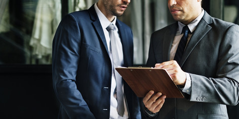 Businessman Walking Discussion Talking Work Concept