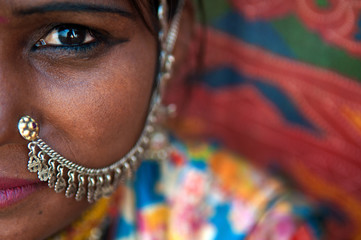 rajasthani woman super close up photo