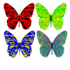 Fototapeta na wymiar Hand drawn butterfly zentangle style