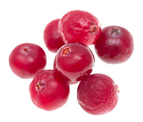 fresh cranberries on a white background