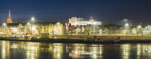 Fototapeta premium panorama of the historic district of Szczecin,night photography