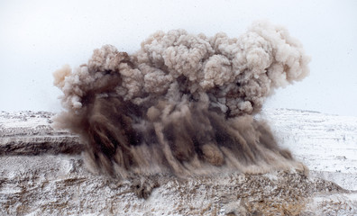 Explosive works on open pit