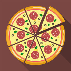 Pizza in flat style
