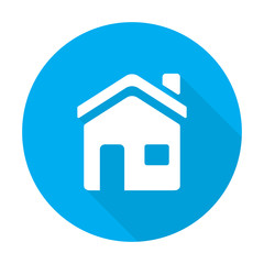 home vector icon isolated on blue background with shadow