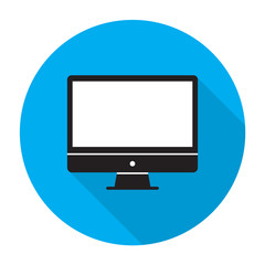 Computer monitor icon with shadow Vector illustration
