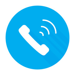Phone icon flat style isolated on blue background, vector illustration
