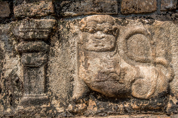Lion sculptures of Polonnaruwa in Sri Lanka