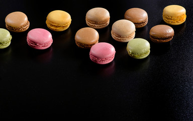 Colorful assorted french macaroons